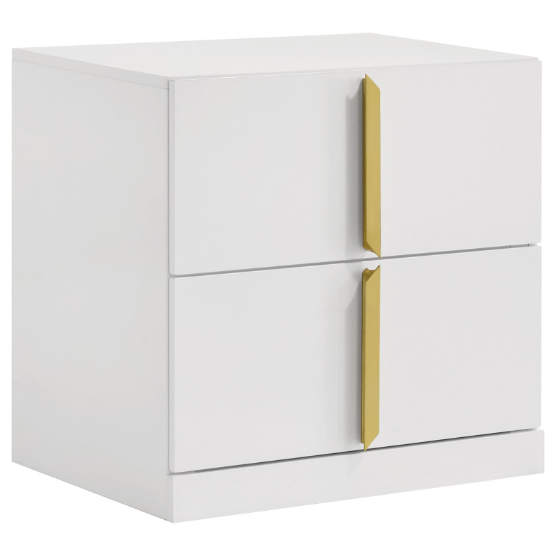 223092 Ines 2-drawer Nightstand Bedside Table White High Gloss