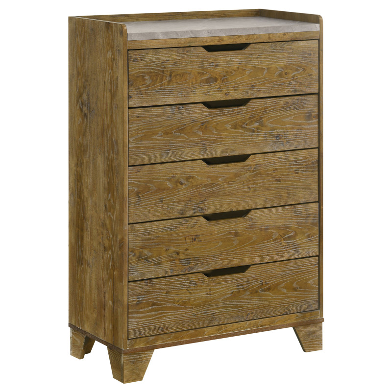 222975 Henderson 5-drawer Bedroom Chest of Drawers Medium Oak