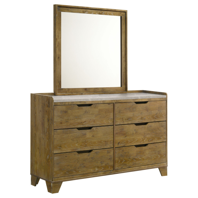 222973M Henderson 6-drawer Bedroom Dresser with Mirror Medium Oak
