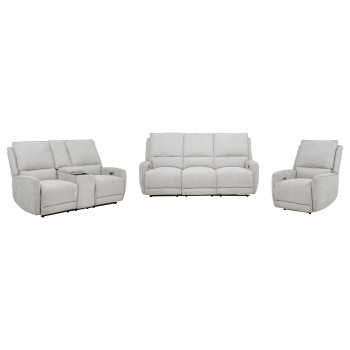 610521P-S3 Sylmar 3-piece Chenille Power Reclining Sofa Set Dove Grey