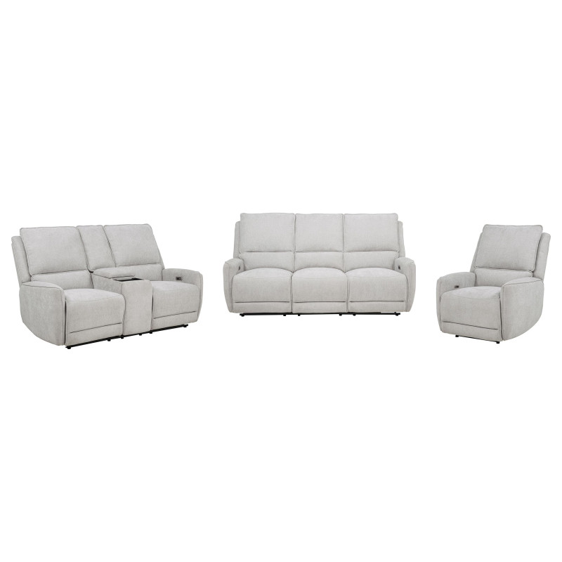 610521P-S3 Sylmar 3-piece Chenille Power Reclining Sofa Set Dove Grey