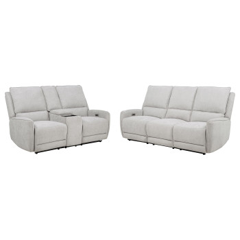 610521P-S2 Sylmar 2-piece Chenille Power Reclining Sofa Set Dove Grey