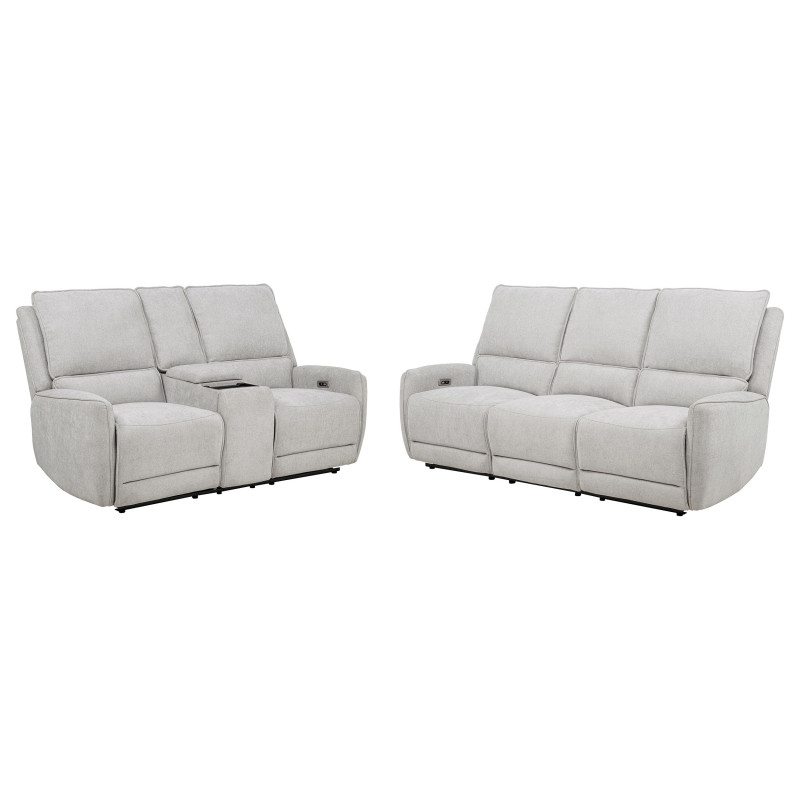 610521P-S2 Sylmar 2-piece Chenille Power Reclining Sofa Set Dove Grey