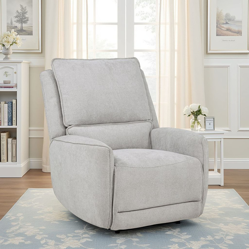 610523P Sylmar Chenille Upholstered Power Recliner Dove Grey