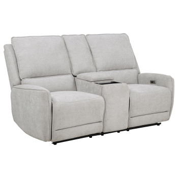 610522P Sylmar Chenille Upholstered Power Reclining Loveseat Dove Grey
