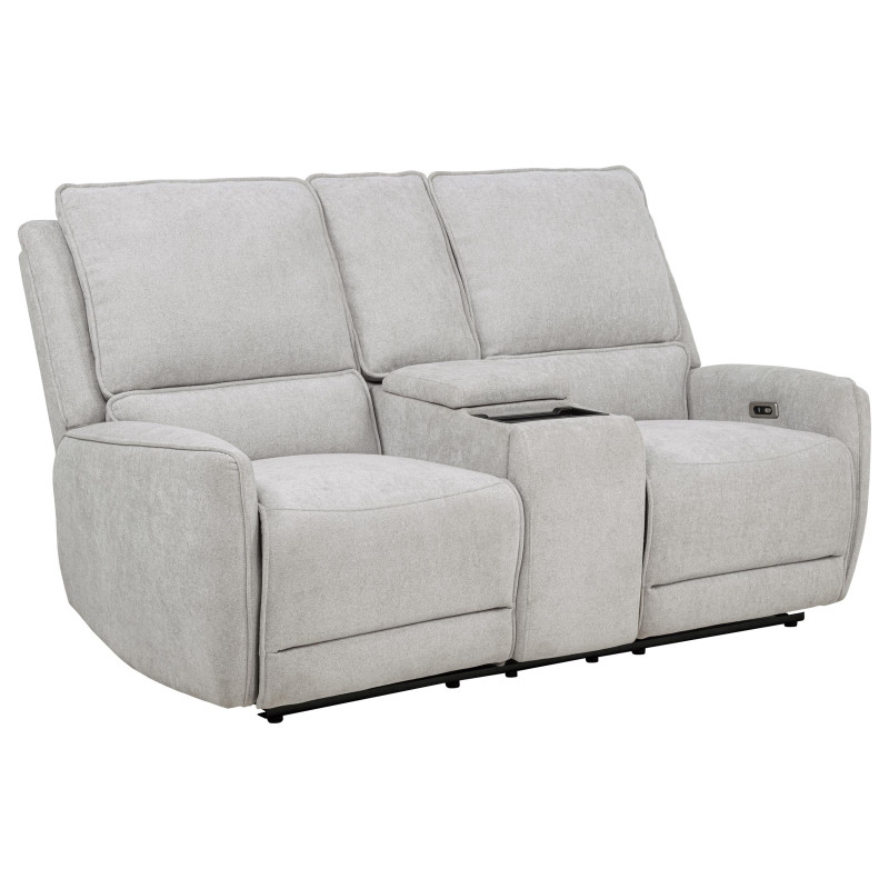 610522P Sylmar Chenille Upholstered Power Reclining Loveseat Dove Grey