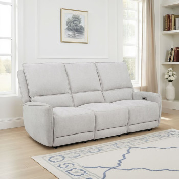 610521P Sylmar Chenille Upholstered Power Reclining Sofa Dove Grey
