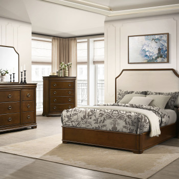 205301KE-S4 Garland 4-piece Eastern King Bedroom Set Brown Cherry