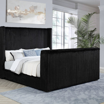 315945Q Centergrove Upholstered Queen Wingback TV Bed Black
