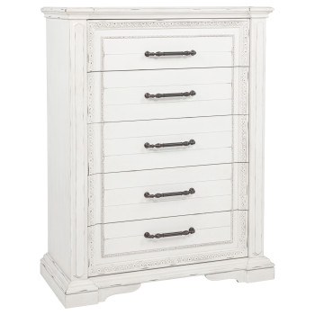 215875 McKinney 5-drawer Bedroom Chest of Drawers Vintage White