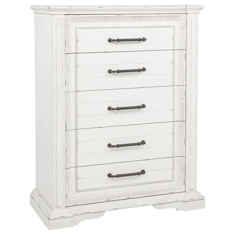 215875 McKinney 5-drawer Bedroom Chest of Drawers Vintage White