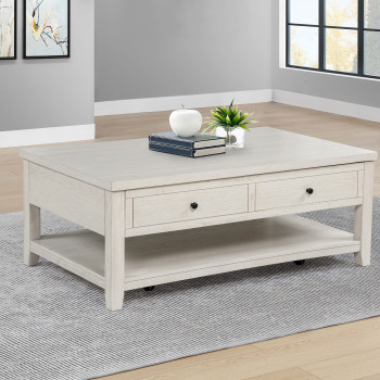 710555 Payne 48-inch Mobile Lift Top Coffee Table Distressed White