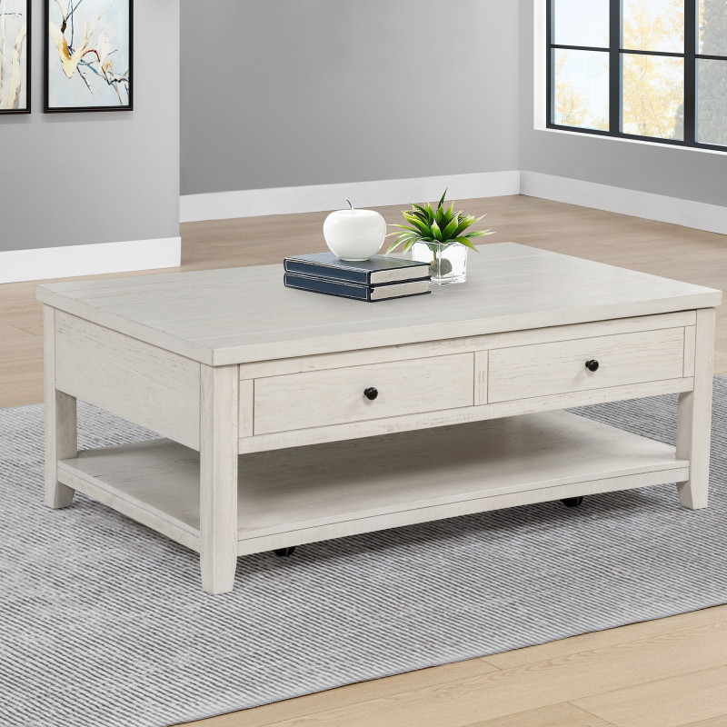 710555 Payne 48-inch Mobile Lift Top Coffee Table Distressed White