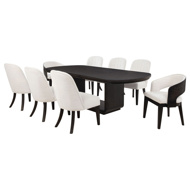 115391-S9 Leandro 9-piece Rectangular Dining Table Set Burnished Black