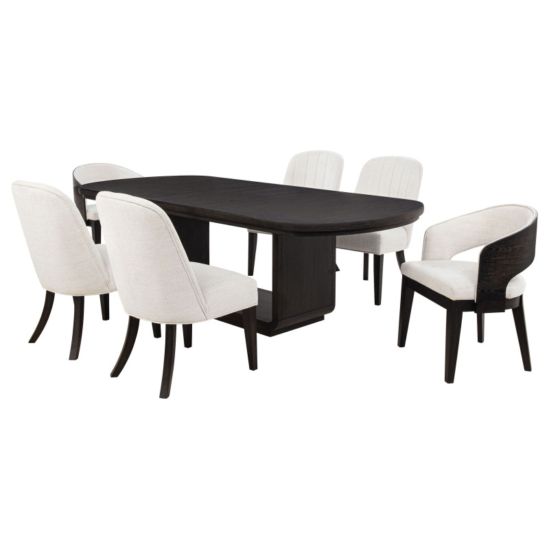 115391-S7 Leandro 7-piece Rectangular Dining Table Set Burnished Black