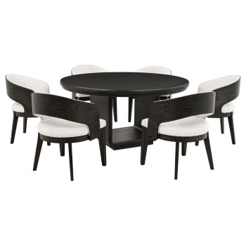 115390-S7A Leandro 7-piece Round Dining Table Set Burnished Black