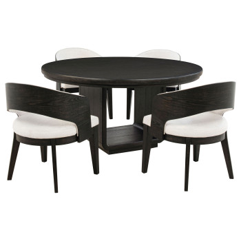 115390-S5A Leandro 5-piece Round Dining Table Set Burnished Black