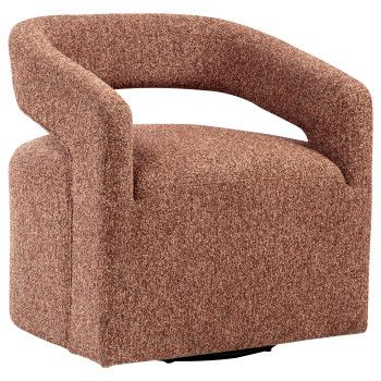 907539 Westhill Boucle Upholstered Swivel Accent Chair Berry