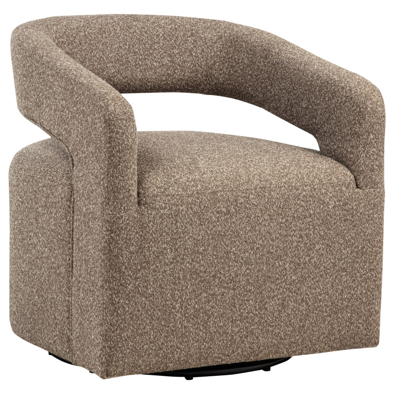 907538 Westhill Boucle Upholstered Swivel Accent Chair Rocky Road