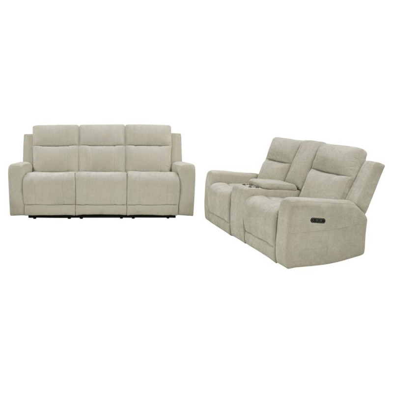 610151P-S3 Kennett 3-piece Chenille Power Reclining Sofa Set Ivory