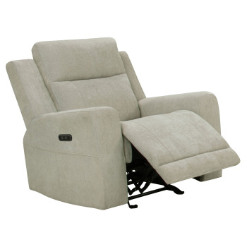610153P Kennett Chenille Upholstered Power Recliner Chair Ivory
