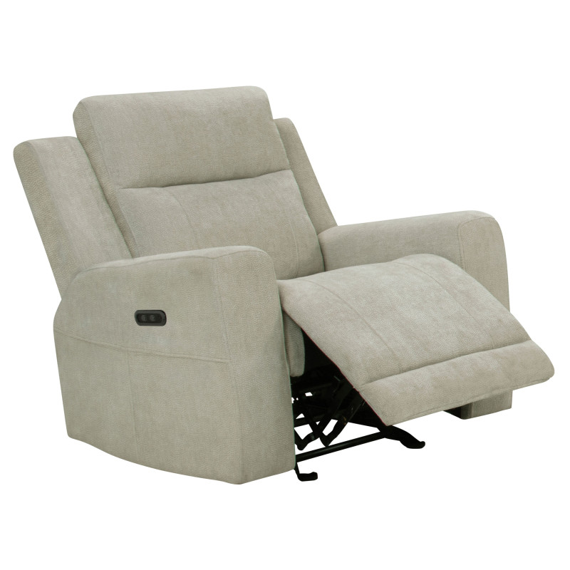 610153P Kennett Chenille Upholstered Power Recliner Chair Ivory