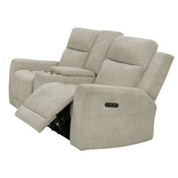 610152P Kennett Chenille Upholstered Power Reclining Loveseat Ivory