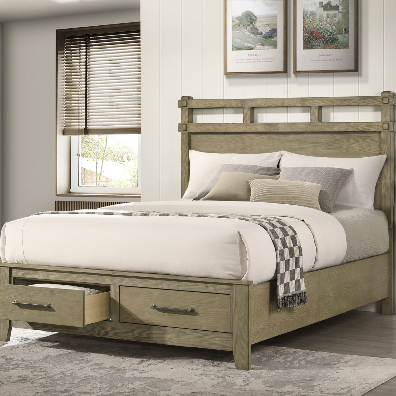 207530Q Hazlewood 59-inch Queen Panel Storage Bed Vineyard Oak