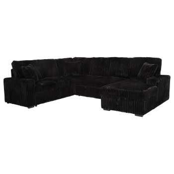 511049 Devonshire Sleeper Sectional Sofa Storage Chaise Black