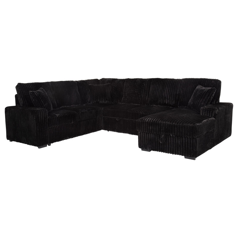 511049 Devonshire Sleeper Sectional Sofa Storage Chaise Black