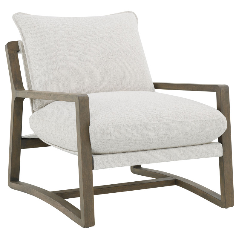 907509 Geneva Boucle Upholstered Wood Arm Accent Chair Sand