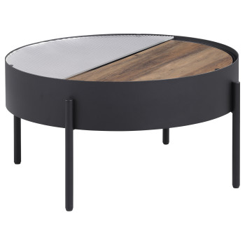 707898 Ozella Round Coffee Table with Hidden Storage Sandy Black