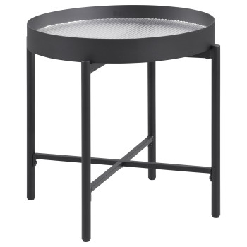 707897 Ozella Round End Side Table with Recessed Top Sandy Black