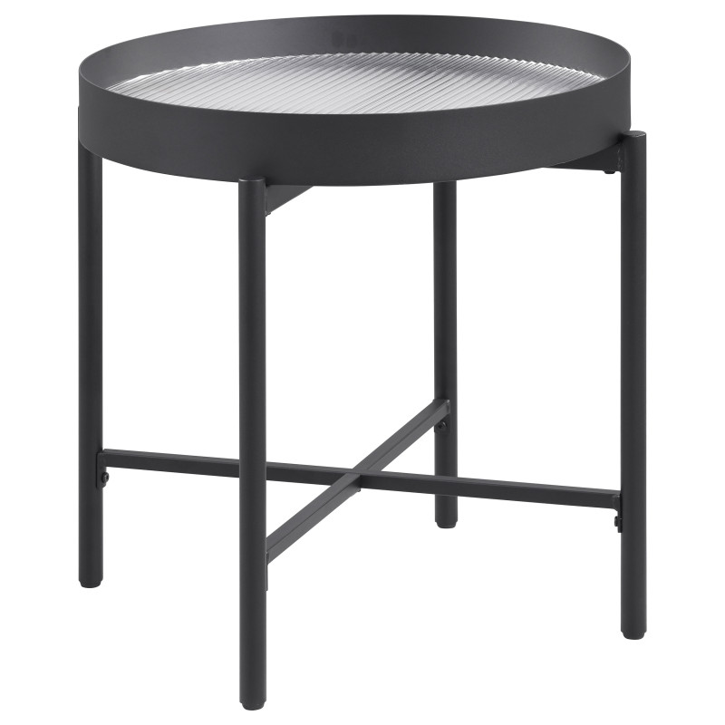 707897 Ozella Round End Side Table with Recessed Top Sandy Black