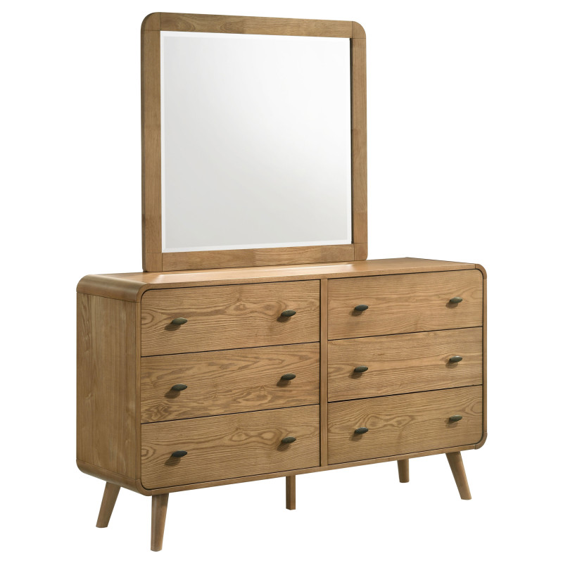 225093M Robyn 6-drawer Bedroom Dresser and Mirror Light Ash