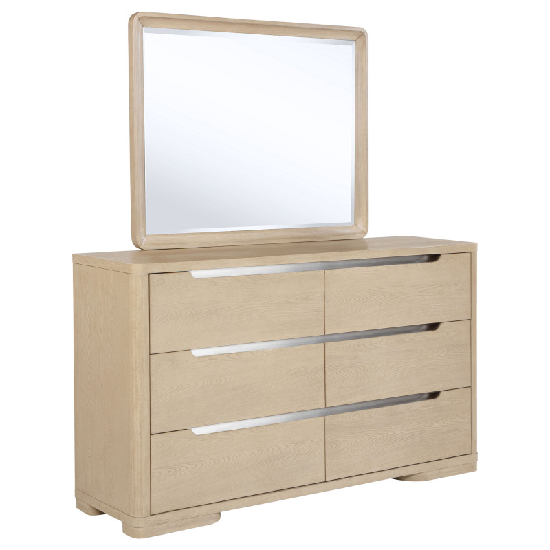 225083M Ladera 6-drawer Bedroom Dresser and Mirror Light Elm