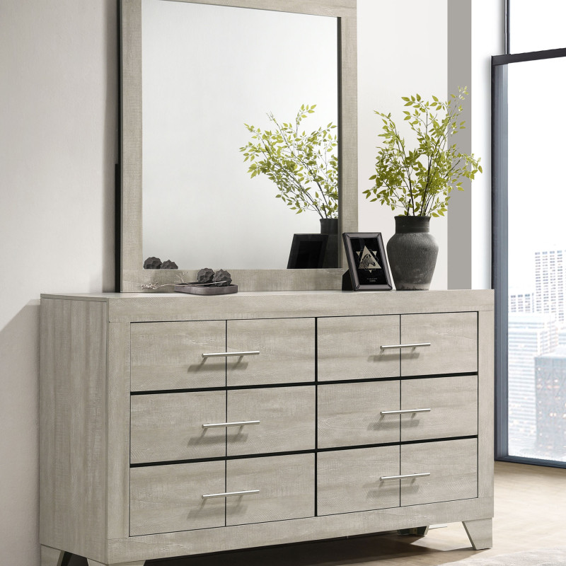 225063M Trenton 6-drawer Bedroom Dresser With Mirror Rustic Cream