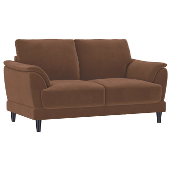 552102 Selma Velvet Upholstered Crescent Arm Loveseat Rust