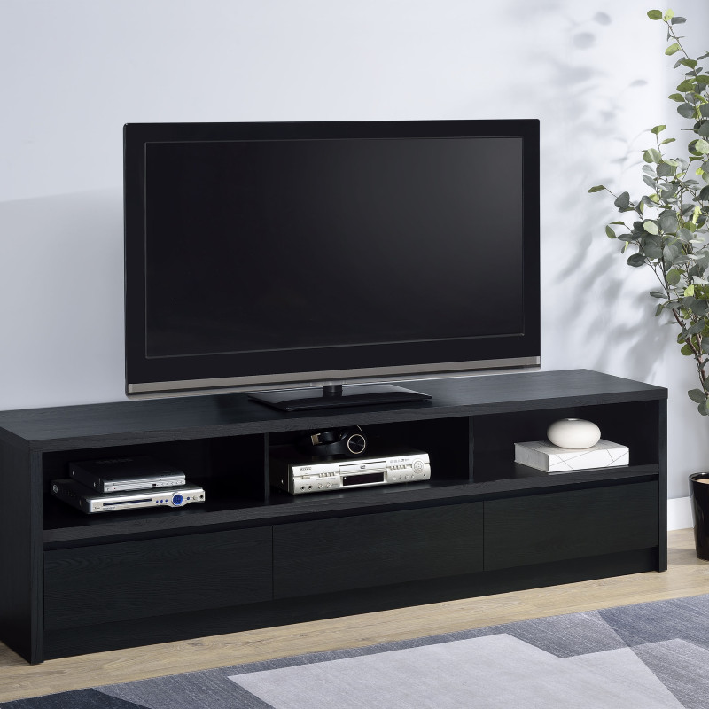 705803 Rutland 78-inch 3-drawer TV Stand Media Console Black