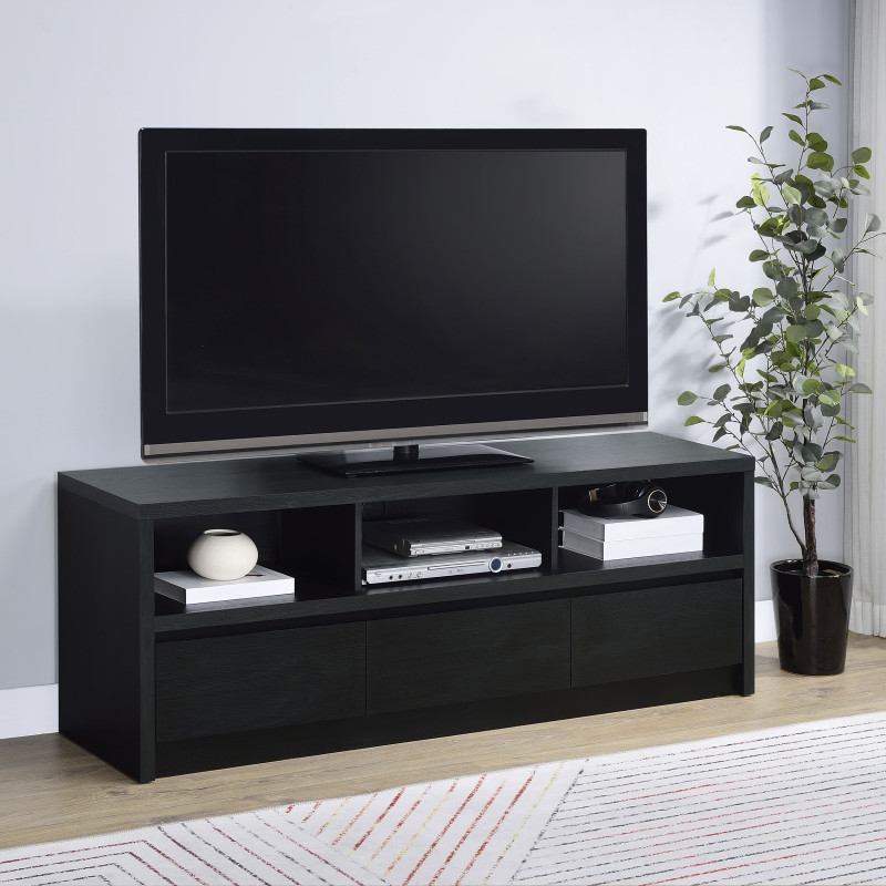 705802 Rutland 59-inch 3-drawer TV Stand Media Console Black