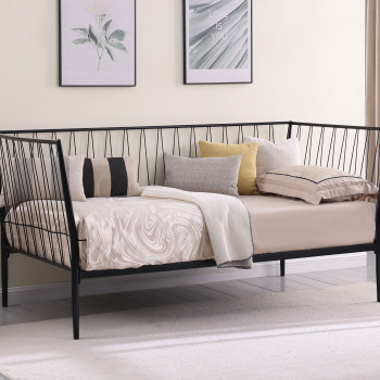 301057 Richland Metal Twin Daybed Bed Frame Matte Black