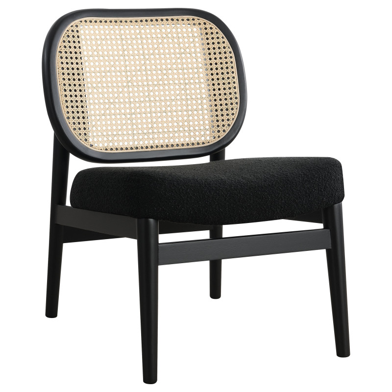 900620 Rayo Rattan Cane Back Accent Chair with Padded Seat Black