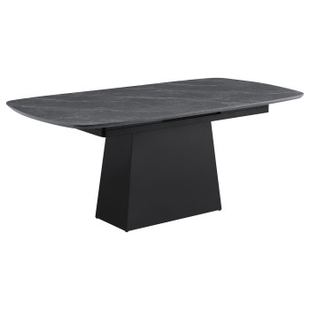 123131 Potero 73-inch Faux Marble Extension Leaf Dining Table Black