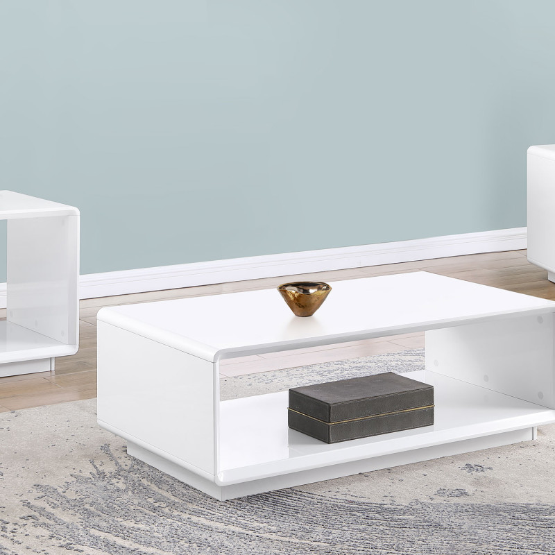 710768-S3 Paseo 3-piece Coffee and End Table Set White High Gloss
