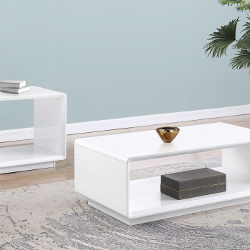 710768-S2 Paseo 2-piece Coffee and End Table Set White High Gloss
