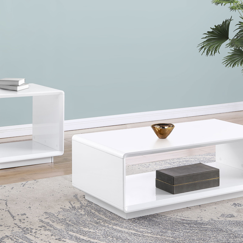 710768-S2 Paseo 2-piece Coffee and End Table Set White High Gloss