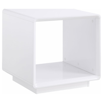 710767 Paseo Square End Side Table White High Gloss