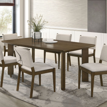 193661-S7 Ottowa 7-piece Rectangular Wood Dining Room Table Set Brown