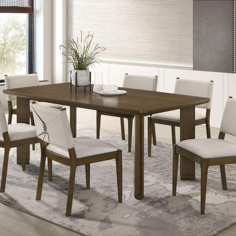193661-S7 Ottowa 7-piece Rectangular Wood Dining Room Table Set Brown