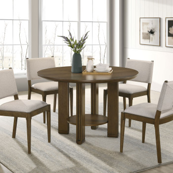 193660-S5 Ottowa 5-piece Round Wood Dining Room Table Set Brown